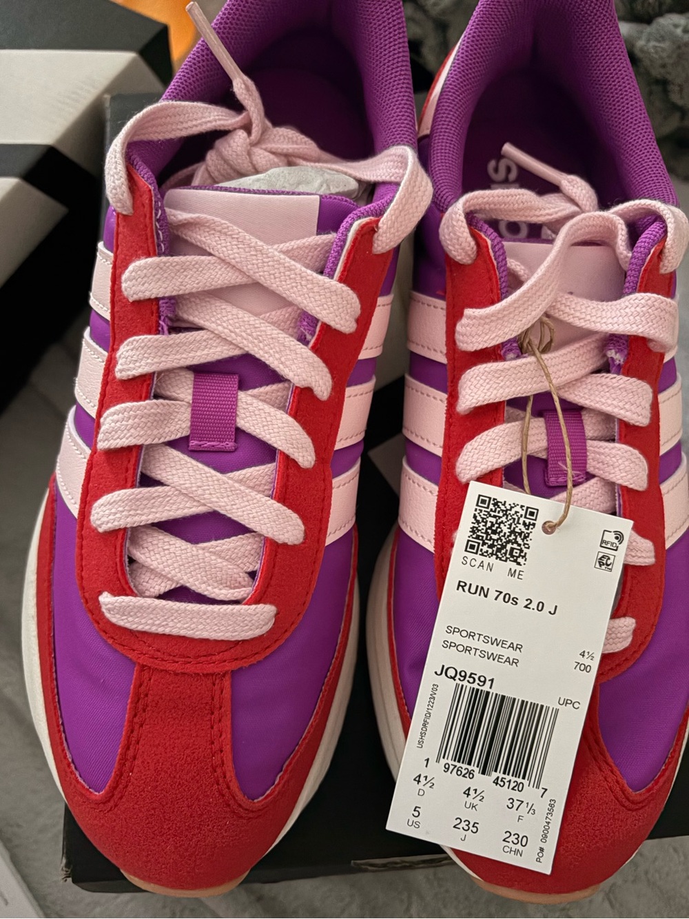 Adidas Run 70s 2.0 J Pink Purple Sneakers NWT Youth Size 4/5